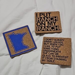 New Cork Coasters. Lot Of 3. New